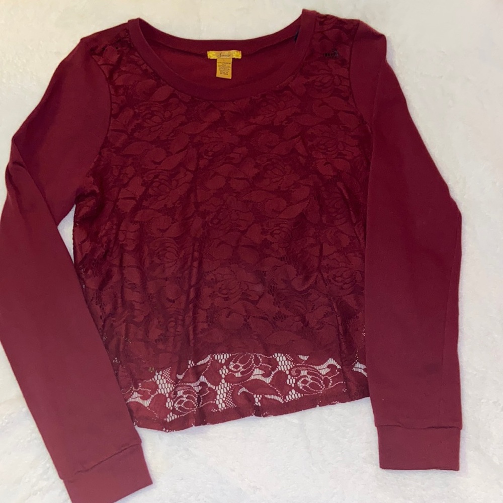 Finesse large Burgundy lace sweater